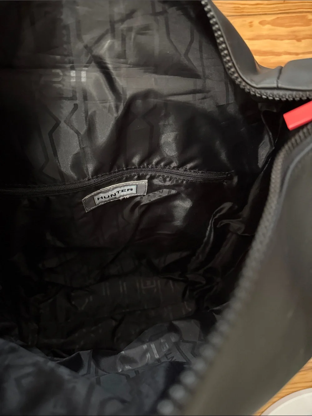 Hunter Black and Red Roll-Top Backpack